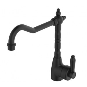 Eleanor Shepherds Crook Sink Mixer Matte Black With Matte Black Handle